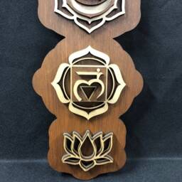 "Chakra Wooden Wall Art Laser Cut Birch Wood, Yoga Decor - 34"" X 6" - thumbnail 4
