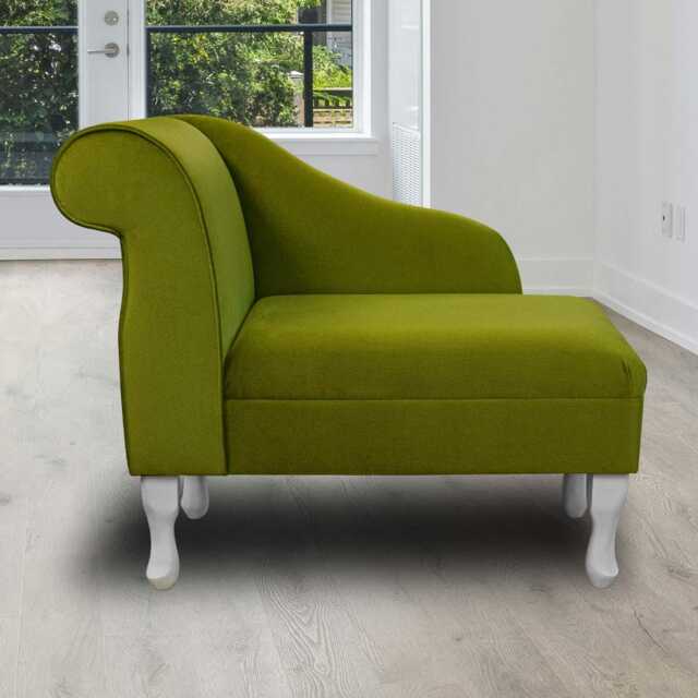 Handmade Grass Velvet Chaise Longue Small Accent Sofa, British Made - image 1