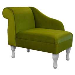 Handmade Grass Velvet Chaise Longue Small Accent Sofa, British Made - thumbnail 2