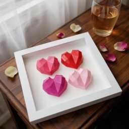 3D Heart Wall Art, Handmade Diamond Cut Plaster Decor, Modern Pop Art Shadow Box, Pink Red Framed Sculpture, Unique Anniversary Gift - thumbnail 3