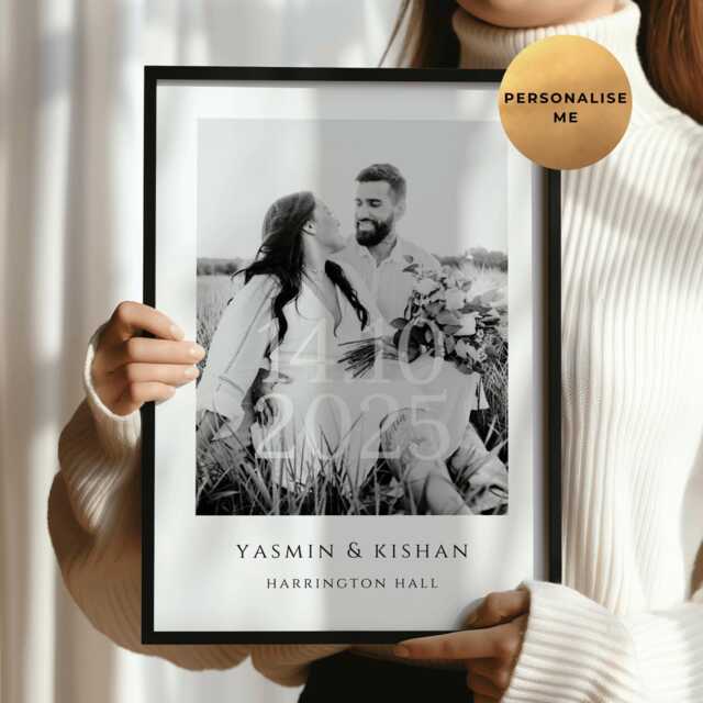 Personalised First Anniversary Gift, Unique Photo Print, Paper Custom 1st Present, Sentimental Wedding Gift - image 1