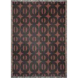 Rust & Charcoal Geometric Woven Throw Blanket - Mid-Century Modern Style - thumbnail 4