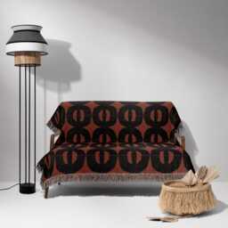 Rust & Charcoal Geometric Woven Throw Blanket - Mid-Century Modern Style - thumbnail 2