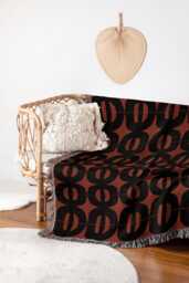 Rust & Charcoal Geometric Woven Throw Blanket - Mid-Century Modern Style - thumbnail 1