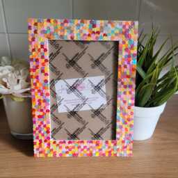 Colourful Flower Shaped Sequin Photo Frame 5 X 7 Inches - thumbnail 1