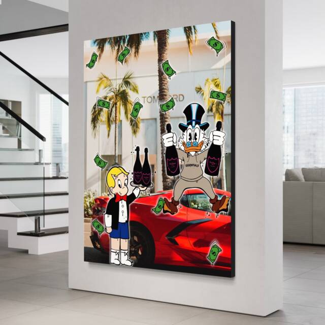 Scrooge Mcduck Richie Rich Canvas - Alec Monopoly Inspired Pop Art - image 1