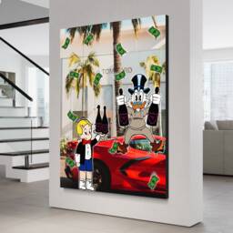 Scrooge Mcduck Richie Rich Canvas - Alec Monopoly Inspired Pop Art - thumbnail 1