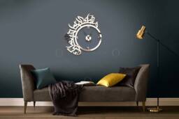 Mashallah Tabarakallah Islamic Wall Clock - 3D Arabic Calligraphy Stainless Steel Metal Decor Eid Gift For Muslim - thumbnail 1