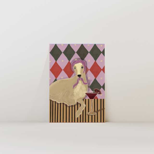 Whippet Cocktail Poster Print - Lady Of Leisure, Dog Lover Art - Unframed - image 1