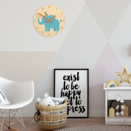 Children Wall Clock - Elephant With Personalizen Name, Wooden Clock, Numbers, Gift, Funny Kids Boy Girl - thumbnail 3