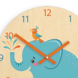 Children Wall Clock - Elephant With Personalizen Name, Wooden Clock, Numbers, Gift, Funny Kids Boy Girl - thumbnail 2