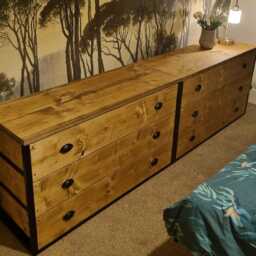 Industrial Chest Of Drawers - Solid Wood Dresser Steel Frame Bedroom Storage Reclaimed Sideboard With Customizable - thumbnail 2