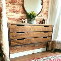 Industrial Chest Of Drawers - Solid Wood Dresser Steel Frame Bedroom Storage Reclaimed Sideboard With Customizable - thumbnail 4