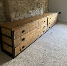 Industrial Chest Of Drawers - Solid Wood Dresser Steel Frame Bedroom Storage Reclaimed Sideboard With Customizable