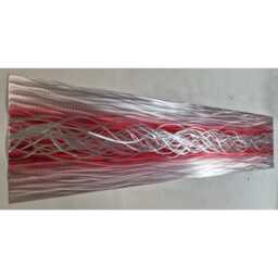 Modern Abstract Metal Wall Art, Red & Silver - thumbnail 3