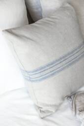 Set Of 2 Rustic Linen Pillow Cases With Blue Stripe/Linen Throw Covers/Striped Cases/Grain Sack - thumbnail 1