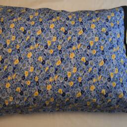 Blue Flower Pattern Pillowcase With Yellow Checker Cuff - thumbnail 4