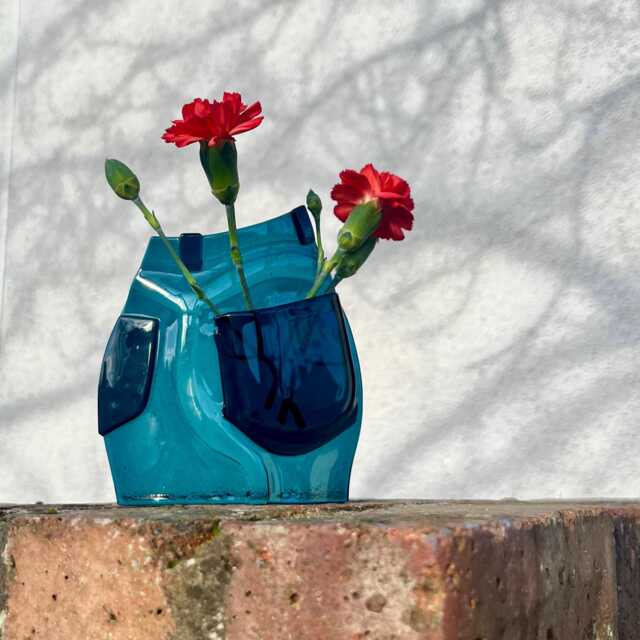Handmade Fused Glass Jeans Pocket Vase - Novelty Butt - image 1