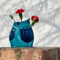 Handmade Fused Glass Jeans Pocket Vase - Novelty Butt - thumbnail 1