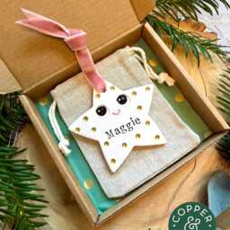 Personalised/Personalized Christmas Tree Bauble - Kawaii Name Ornament, Cute Xmas Decoration, Gift For Friends, Handmade UK - thumbnail 3
