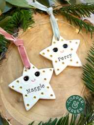 Personalised/Personalized Christmas Tree Bauble - Kawaii Name Ornament, Cute Xmas Decoration, Gift For Friends, Handmade UK - thumbnail 1