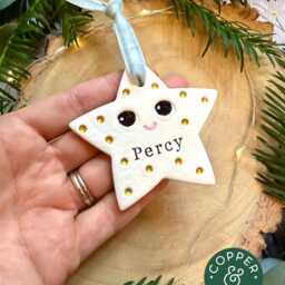 Personalised/Personalized Christmas Tree Bauble - Kawaii Name Ornament, Cute Xmas Decoration, Gift For Friends, Handmade UK - thumbnail 2