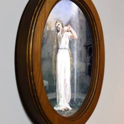 Oval Wooden Framed Classic Art Print, John William Waterhouse, Undine, Light Oak - thumbnail 2