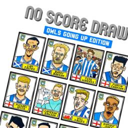 Sheffield Wednesday Vol 2 - No Score Draws Owls Going Up Edition A3 Print Of 24 Hand-Drawn Panini Doodles Swfcs 22/23 Promotion Winners - thumbnail 2