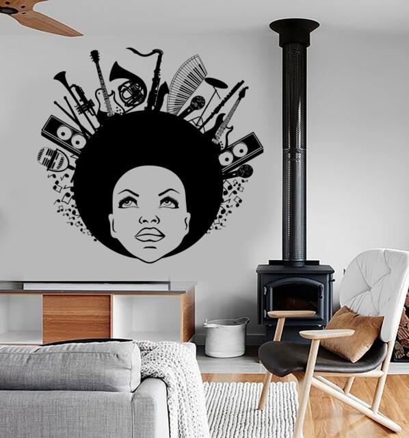 Wall Vinyl Music Black African American Girl Guaranteed Quality Decal Mural Art 1514Dz - image 1
