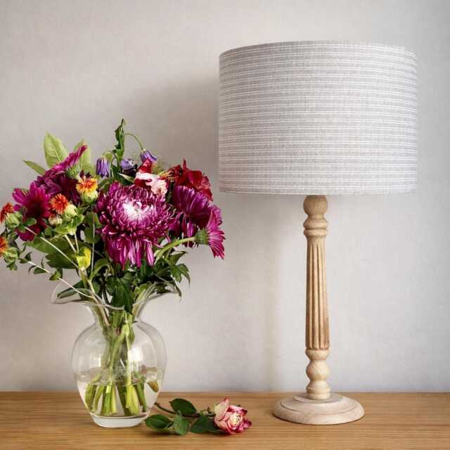Linen Lampshade Or Ceiling Natural Beige Tan Ivory Pin Stripes French - image 1