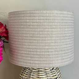 Linen Lampshade Or Ceiling Natural Beige Tan Ivory Pin Stripes French - thumbnail 3