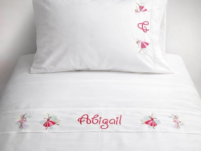 Personalized Ballerina Sheet Set - Embroidered Bedding With Name 600 Tc Sateen Sheets For Girls - image 1
