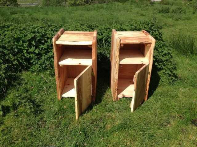 Rustic Spalted Wood Bedside Tables - Handmade Wooden Nightstands With Cabinet Storage