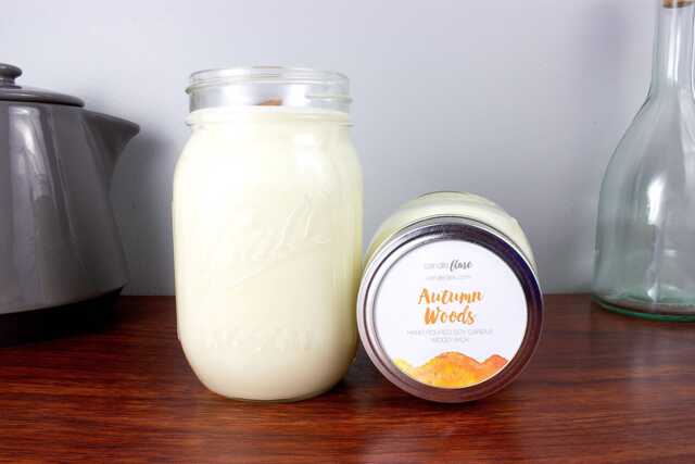 Autumn Woods Soy Candle in Pint Mason Jar, Scented Candle, Wood Wick Autumn Woods Jar - image 1