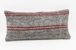Kilim Lumbar Pillow Cover 12x24 Turkish Wool Cushion - thumbnail 1