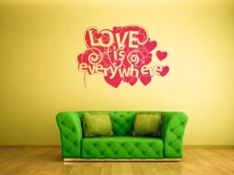 Wall Decal Love, Hearts Wall Sticker, Love Vinyl Stencil, Decor - thumbnail 1