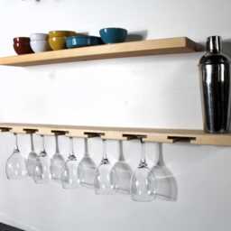 Wine Glass Rack Wooden Floating Home Bar Shelf - thumbnail 1