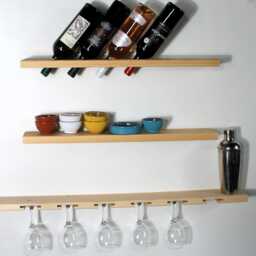 Wine Glass Rack Wooden Floating Home Bar Shelf - thumbnail 3