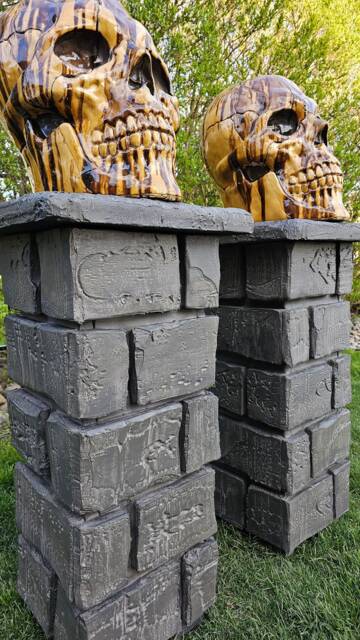 Stone Pillars, Fireplace, Front Step, Entrance, Halloween Prop, Yard Decoration, Graveyard Art, Pillar, Gargoyle Decor - image 1