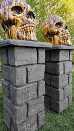 Stone Pillars, Fireplace, Front Step, Entrance, Halloween Prop, Yard Decoration, Graveyard Art, Pillar, Gargoyle Decor