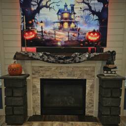 Stone Pillars, Fireplace, Front Step, Entrance, Halloween Prop, Yard Decoration, Graveyard Art, Pillar, Gargoyle Decor - thumbnail 2