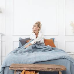 Aquamarine Linen Bedding Set Stonewashed Duvet Cover & Pillowcases Valentines Day Gift - thumbnail 3