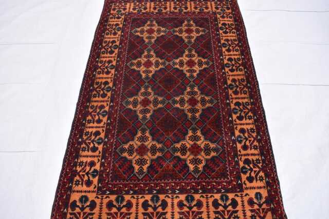 Handmade Afghan Wool Rug 5.8x3.2 Ft, Red Burgundy Tribal Carpet - image 1