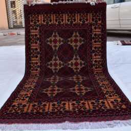 Handmade Afghan Wool Rug 5.8x3.2 Ft, Red Burgundy Tribal Carpet - thumbnail 4