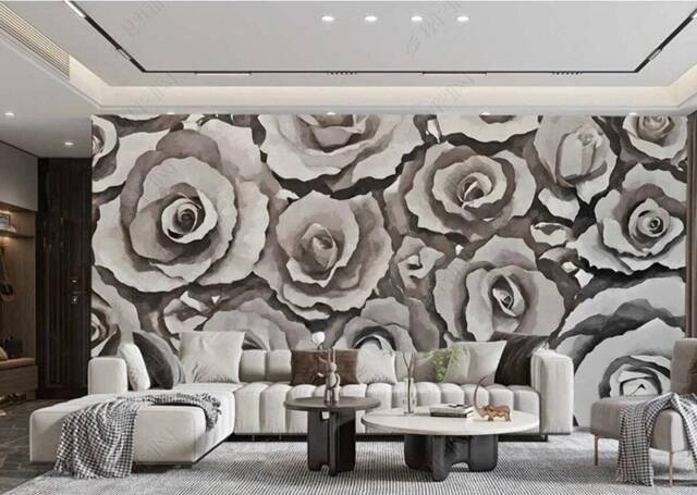 Oil Painting Abstract Chocolate Brown Roses Flowers Wallpaper Wall Mural - image 1