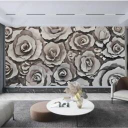 Oil Painting Abstract Chocolate Brown Roses Flowers Wallpaper Wall Mural - thumbnail 3