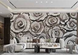 Oil Painting Abstract Chocolate Brown Roses Flowers Wallpaper Wall Mural - thumbnail 1