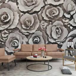 Oil Painting Abstract Chocolate Brown Roses Flowers Wallpaper Wall Mural - thumbnail 2