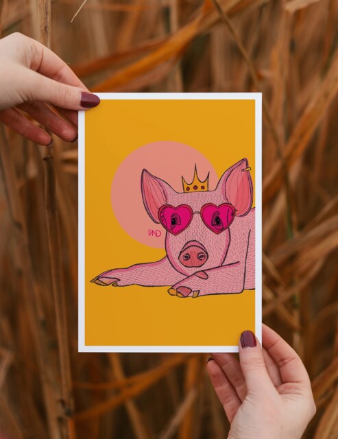 Party Pig Art Print, Living Room Wall - image 1