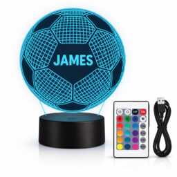 Personalised Football Lamp - Custom Name Led Soccer Night Light, Boys Bedroom Decor, Birthday Gift, Kids Room Decor - thumbnail 2